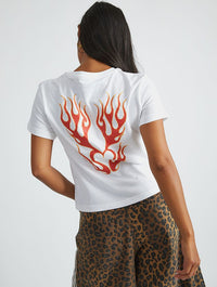 Von Dutch Flame Heart Baby T-Shirt in White Tops & T-Shirts Skinnydip London