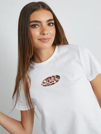 Von Dutch Leopard Logo Baby T-Shirt in White Tops & T-Shirts Skinnydip London