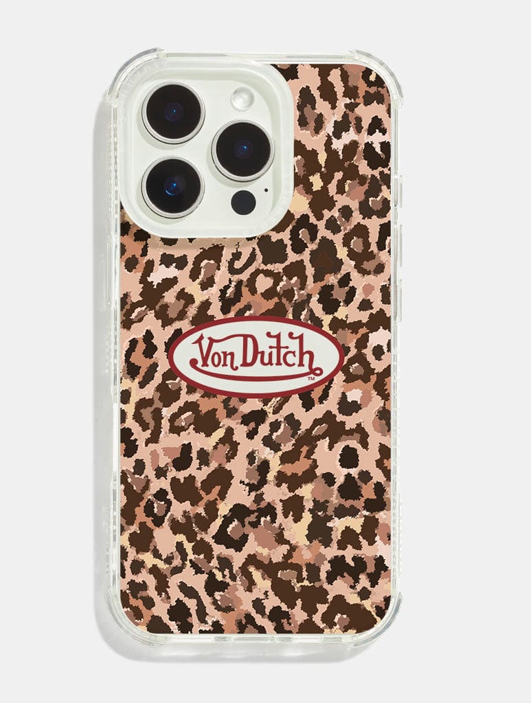 Von Dutch Leopard Logo Shock iPhone Case Phone Cases Skinnydip London
