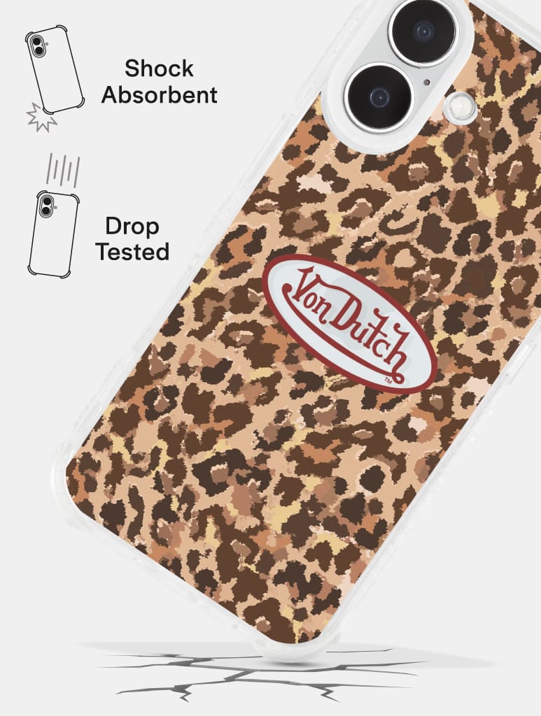Von Dutch Leopard Logo Shock iPhone Case Phone Cases Skinnydip London