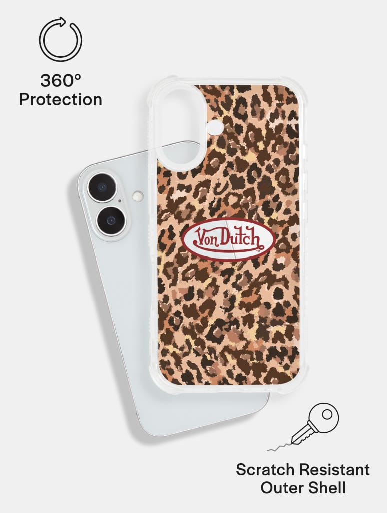 Von Dutch Leopard Logo Shock iPhone Case Phone Cases Skinnydip London