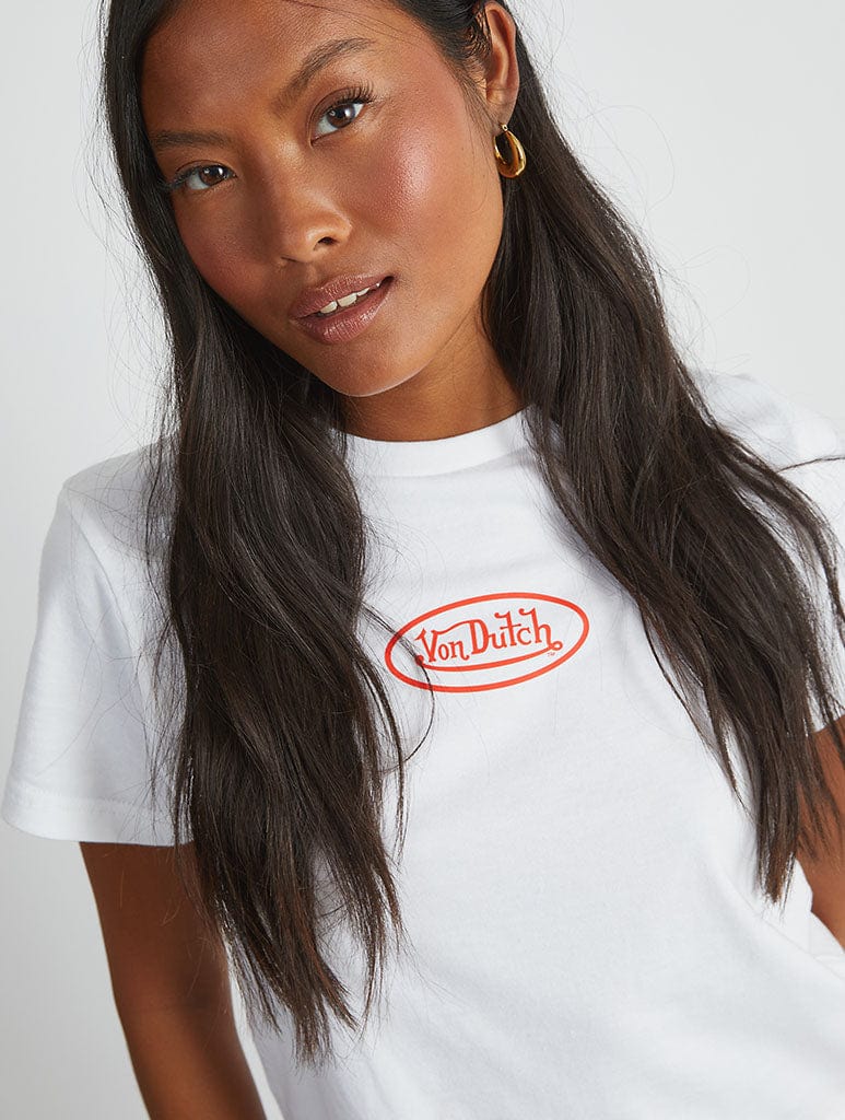 Von Dutch Logo Baby T-Shirt in White Tops & T-Shirts Skinnydip London