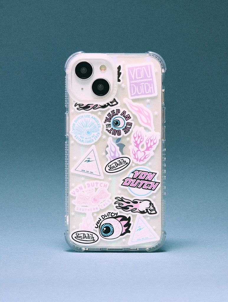 Von Dutch Pink Purple Sticker Shock iPhone Case Phone Cases Skinnydip London