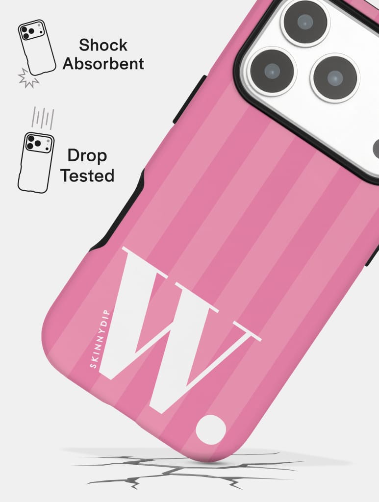 'W' Initial Patterned Pink Ultra Protective iPhone Case Phone Cases Skinnydip London