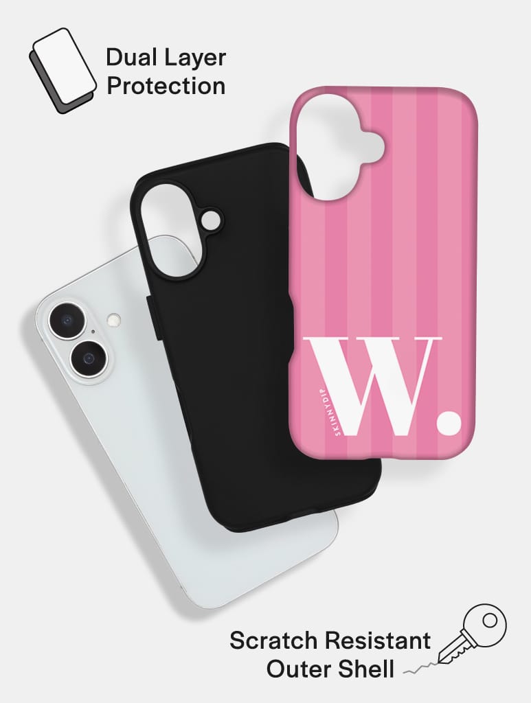 'W' Initial Patterned Pink Ultra Protective iPhone Case Phone Cases Skinnydip London