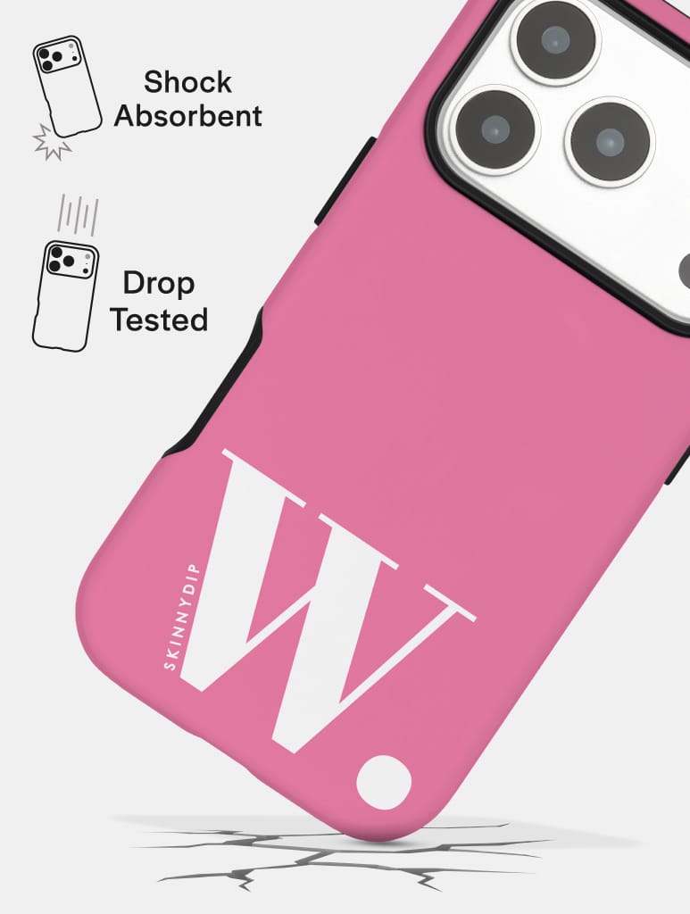 'W' Initial Pink Ultra Protective iPhone Case Phone Cases Skinnydip London