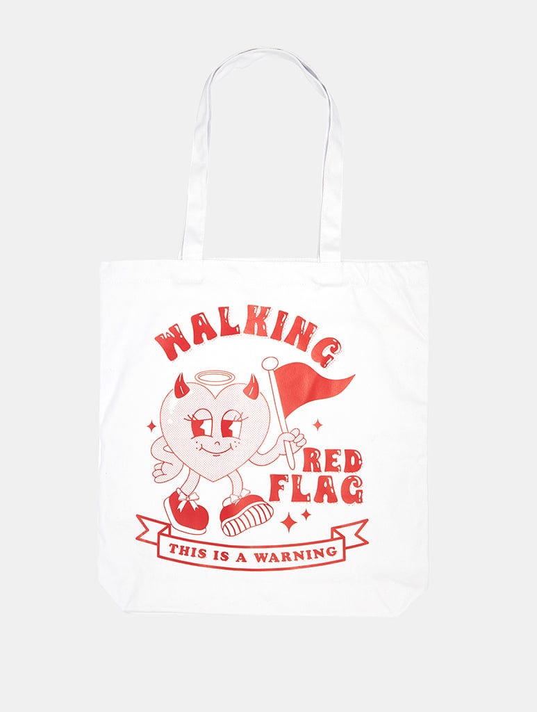 Walking Red Flag Tote Bag Printed Tote Bags Skinnydip London