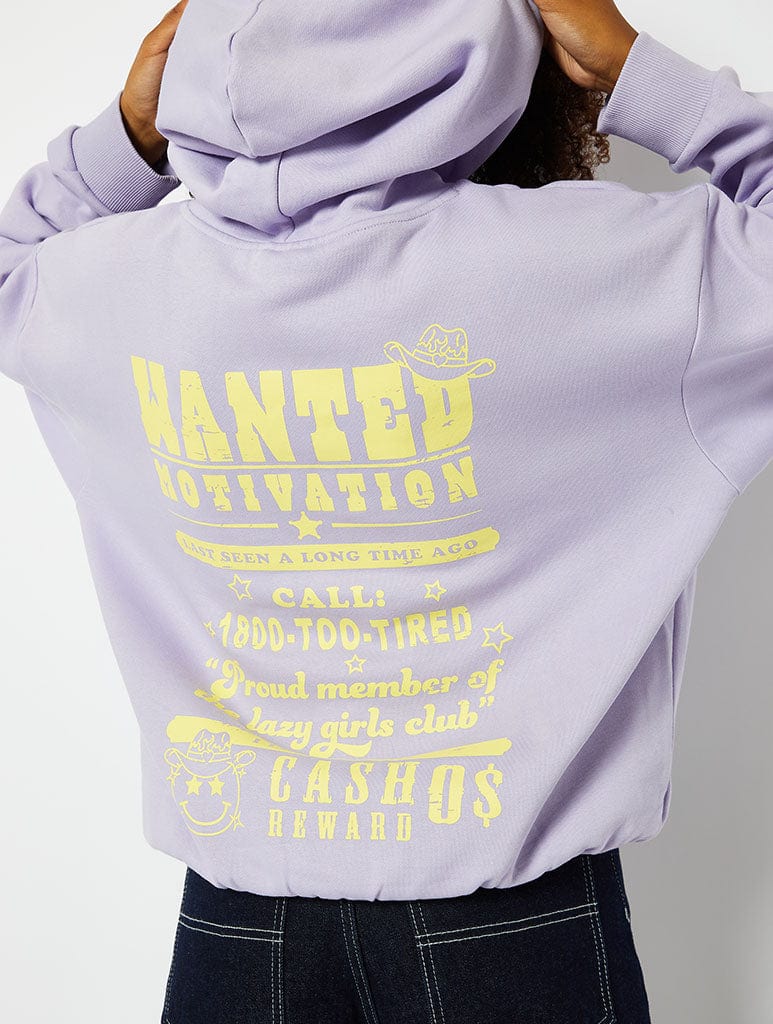 Wanted Motivation Oversized Hoodie in Lilac Hoodies & Sweatshirts Skinnydip London