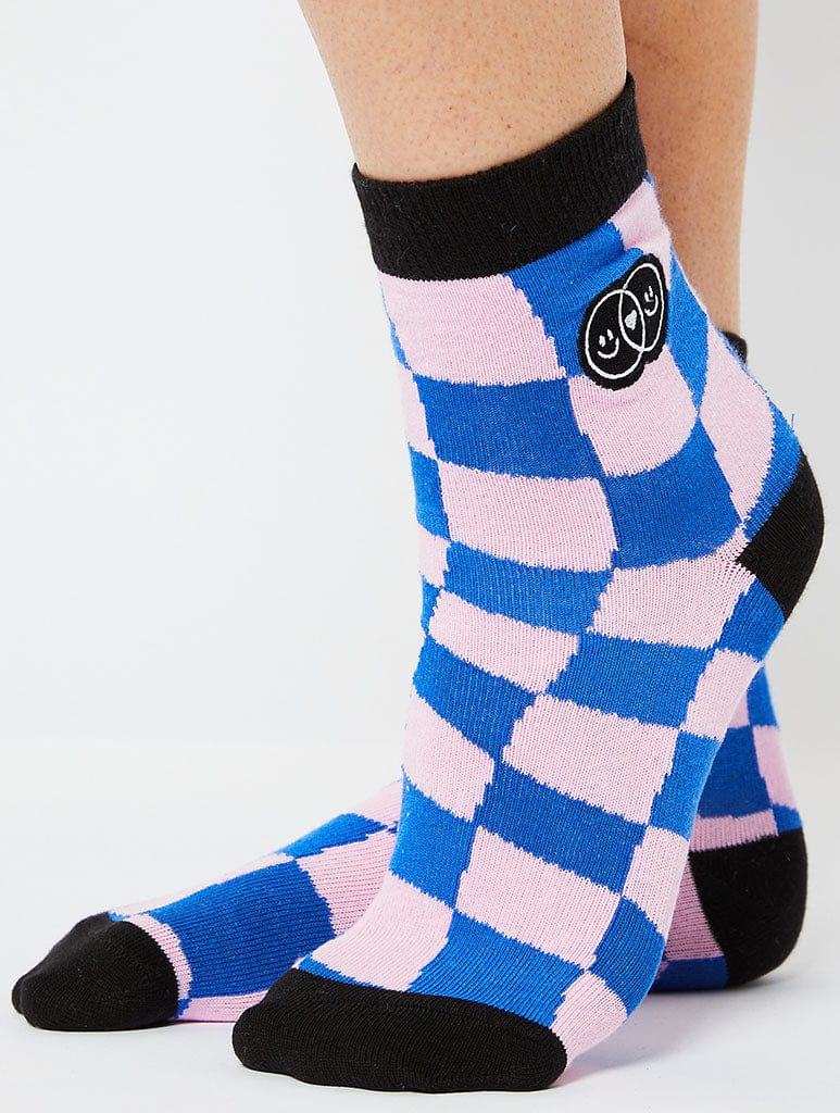 Warped Check Embroidered Socks Accessories Skinnydip London