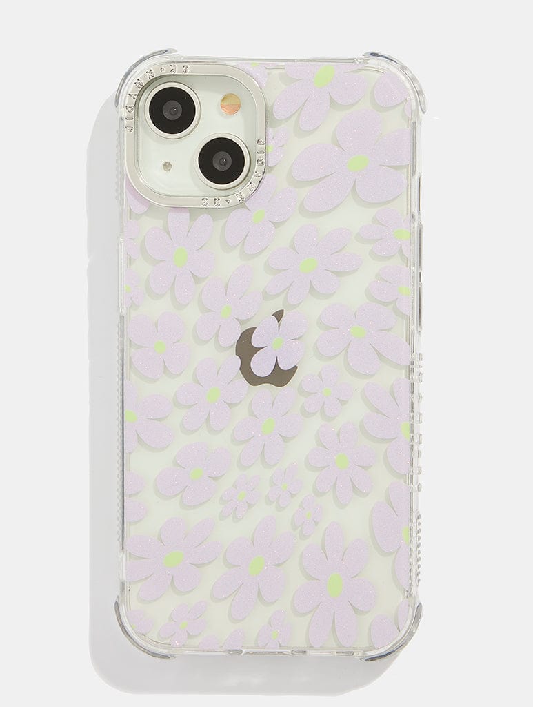 Warped Lilac Glitter Flower Shock iPhone Case Phone Cases Skinnydip London