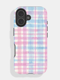 Watercolour Gingham Blue Pink Ultra Protective iPhone Case Phone Cases Skinnydip London