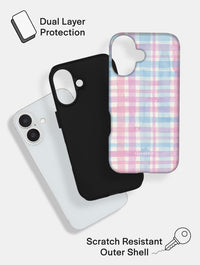 Watercolour Gingham Blue Pink Ultra Protective iPhone Case Phone Cases Skinnydip London