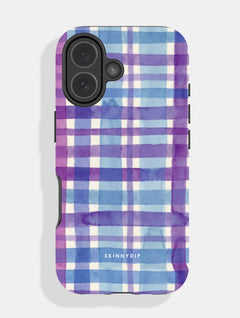 Watercolour Gingham Purple Blue Ultra Protective iPhone Case Phone Cases Skinnydip London