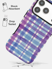 Watercolour Gingham Purple Blue Ultra Protective iPhone Case Phone Cases Skinnydip London