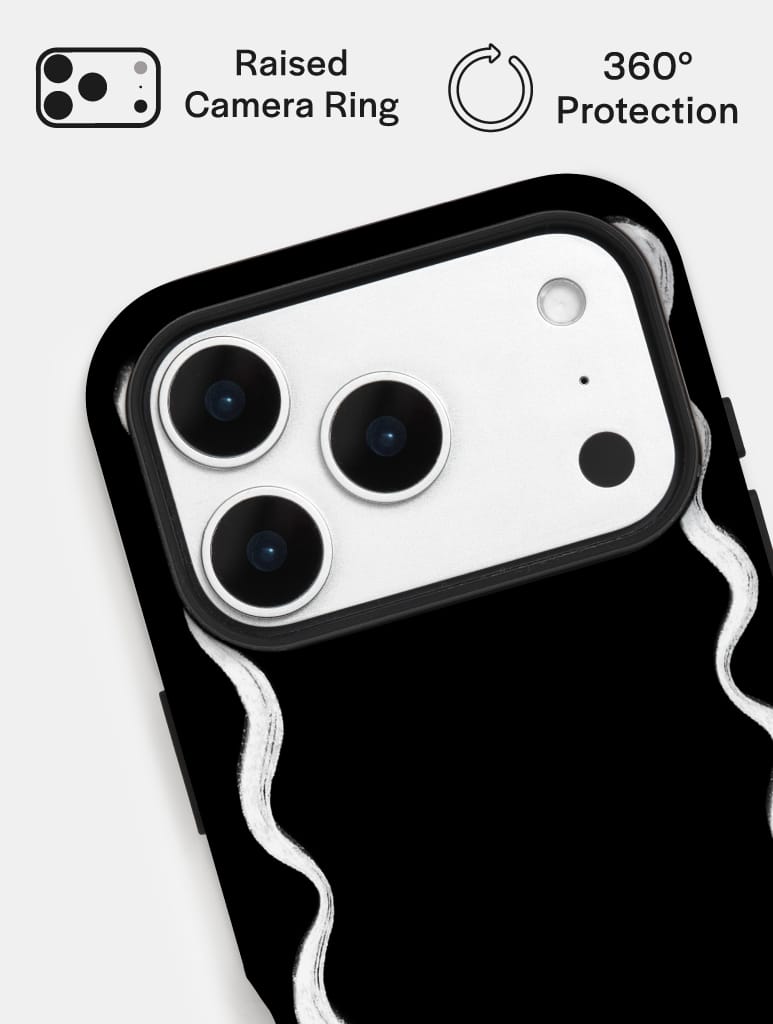Wavy Frame Black with White Ultra Protective iPhone Case Phone Cases Skinnydip London