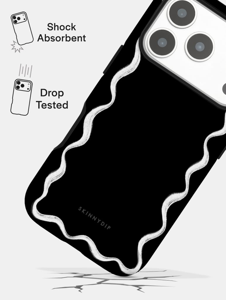 Wavy Frame Black with White Ultra Protective iPhone Case Phone Cases Skinnydip London