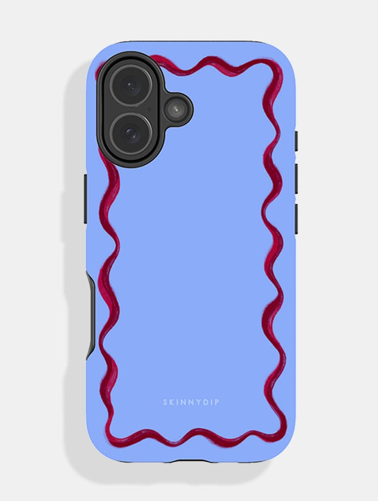 Wavy Frame Blue with Burgundy Ultra Protective iPhone Case Phone Cases Skinnydip London