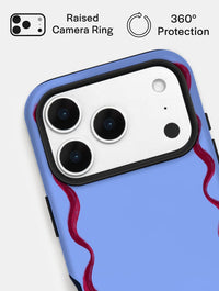 Wavy Frame Blue with Burgundy Ultra Protective iPhone Case Phone Cases Skinnydip London