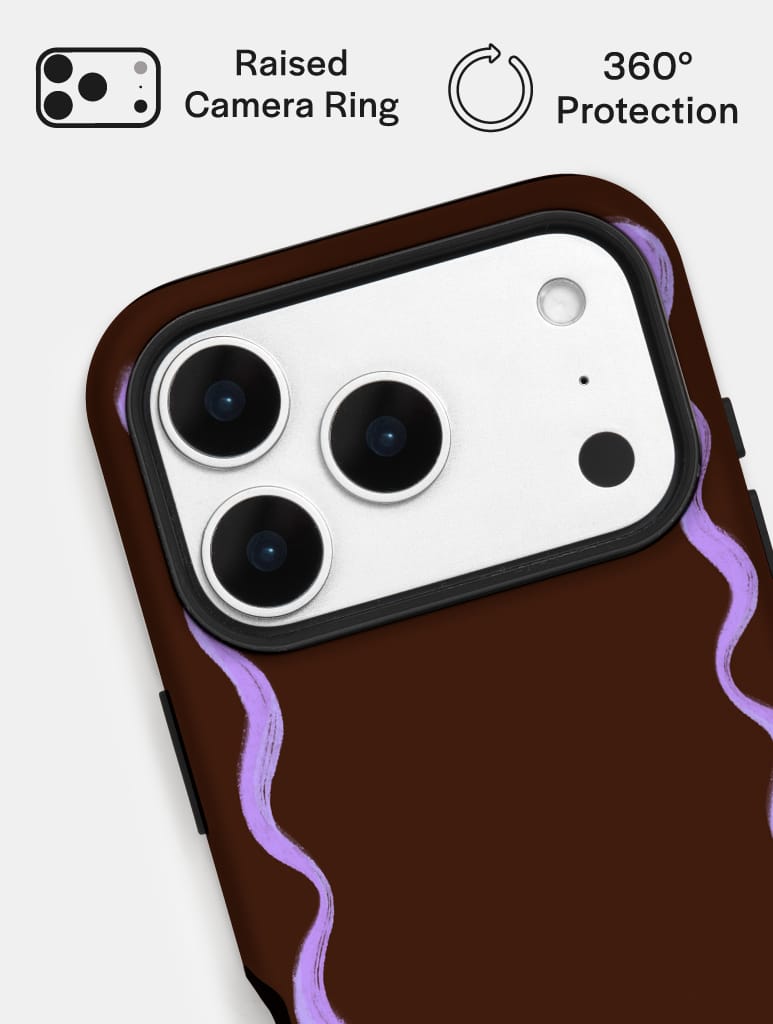 Wavy Frame Brown with Lilac Ultra Protective iPhone Case Phone Cases Skinnydip London