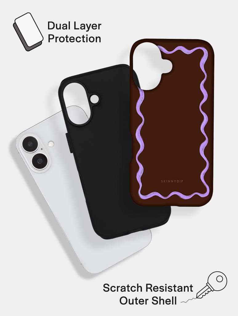 Wavy Frame Brown with Lilac Ultra Protective iPhone Case Phone Cases Skinnydip London