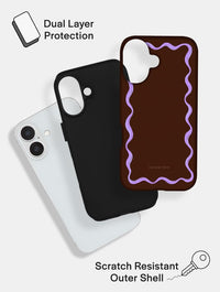 Wavy Frame Brown with Lilac Ultra Protective iPhone Case Phone Cases Skinnydip London