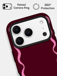 Wavy Frame Burgundy with Pink Ultra Protective iPhone Case Phone Cases Skinnydip London