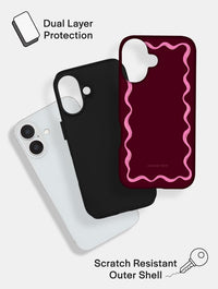 Wavy Frame Burgundy with Pink Ultra Protective iPhone Case Phone Cases Skinnydip London