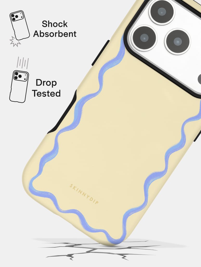 Wavy Frame Butter with Blue Ultra Protective iPhone Case Phone Cases Skinnydip London