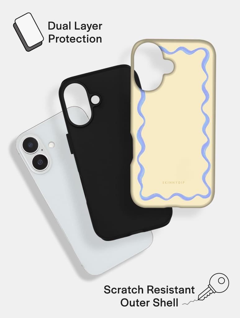 Wavy Frame Butter with Blue Ultra Protective iPhone Case Phone Cases Skinnydip London
