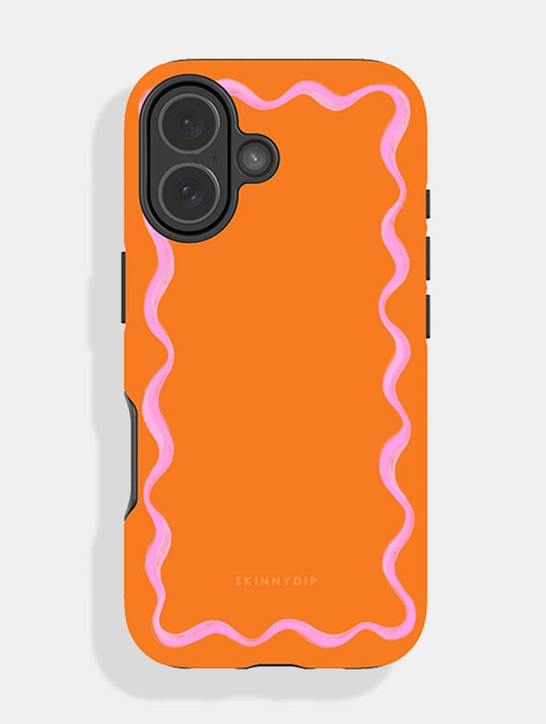 Wavy Frame Orange with Pink Ultra Protective iPhone Case Phone Cases Skinnydip London