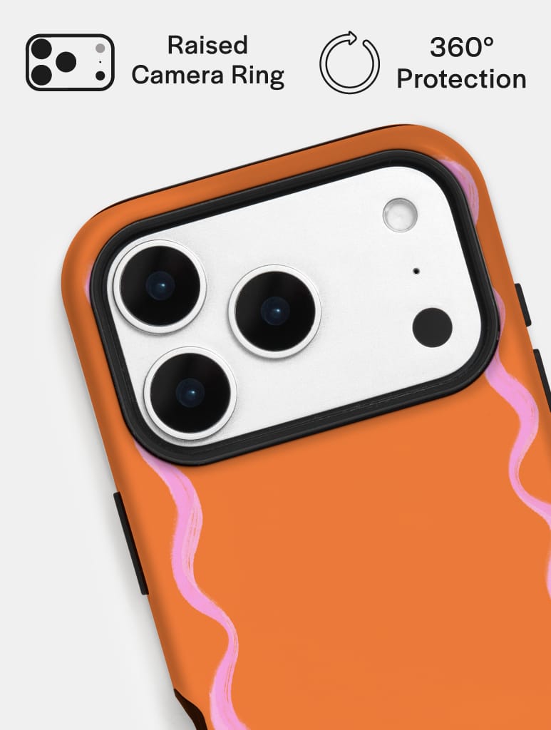 Wavy Frame Orange with Pink Ultra Protective iPhone Case Phone Cases Skinnydip London