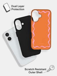 Wavy Frame Orange with Pink Ultra Protective iPhone Case Phone Cases Skinnydip London