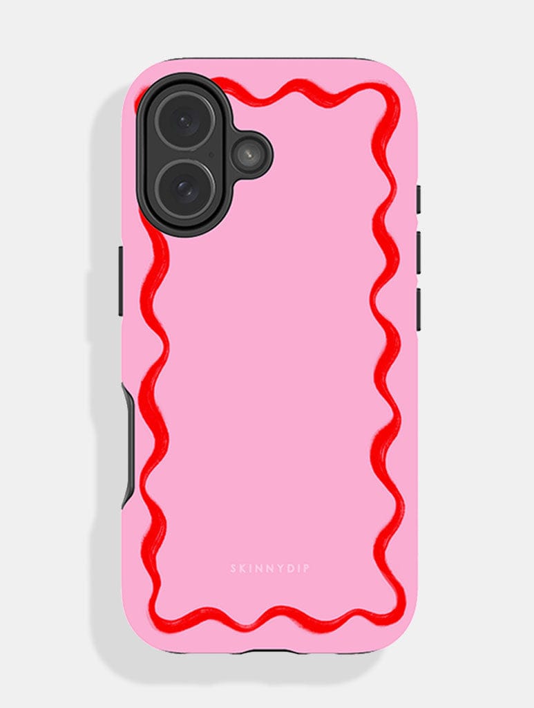 Wavy Frame Pink with Red Ultra Protective iPhone Case Phone Cases Skinnydip London