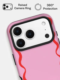 Wavy Frame Pink with Red Ultra Protective iPhone Case Phone Cases Skinnydip London