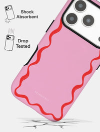 Wavy Frame Pink with Red Ultra Protective iPhone Case Phone Cases Skinnydip London