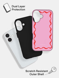 Wavy Frame Pink with Red Ultra Protective iPhone Case Phone Cases Skinnydip London