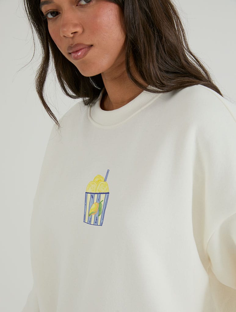 What's For Pudding Sweatshirt In White Hoodies & Sweatshirts Skinnydip London