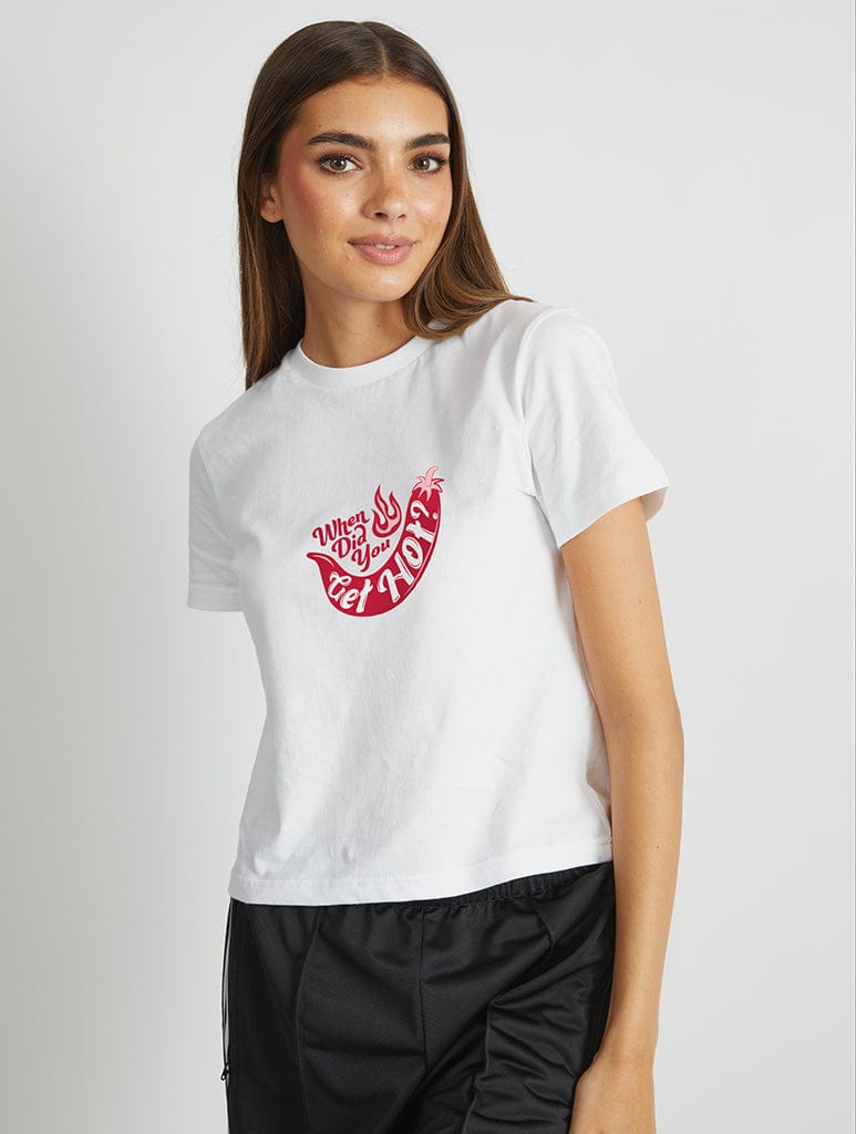 When Did You Get Hot Baby T-Shirt In White Tops & T-Shirts Skinnydip London