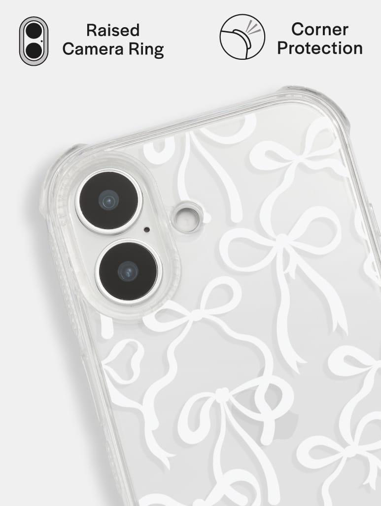 White Bows Shock iPhone Case Phone Cases Skinnydip London