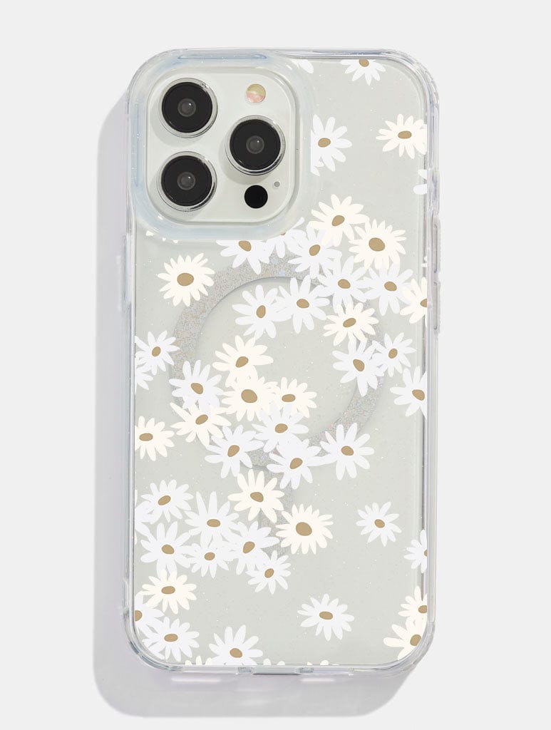 White Ditsy Daisy Glitter MagSafe iPhone Case Phone Cases Skinnydip London