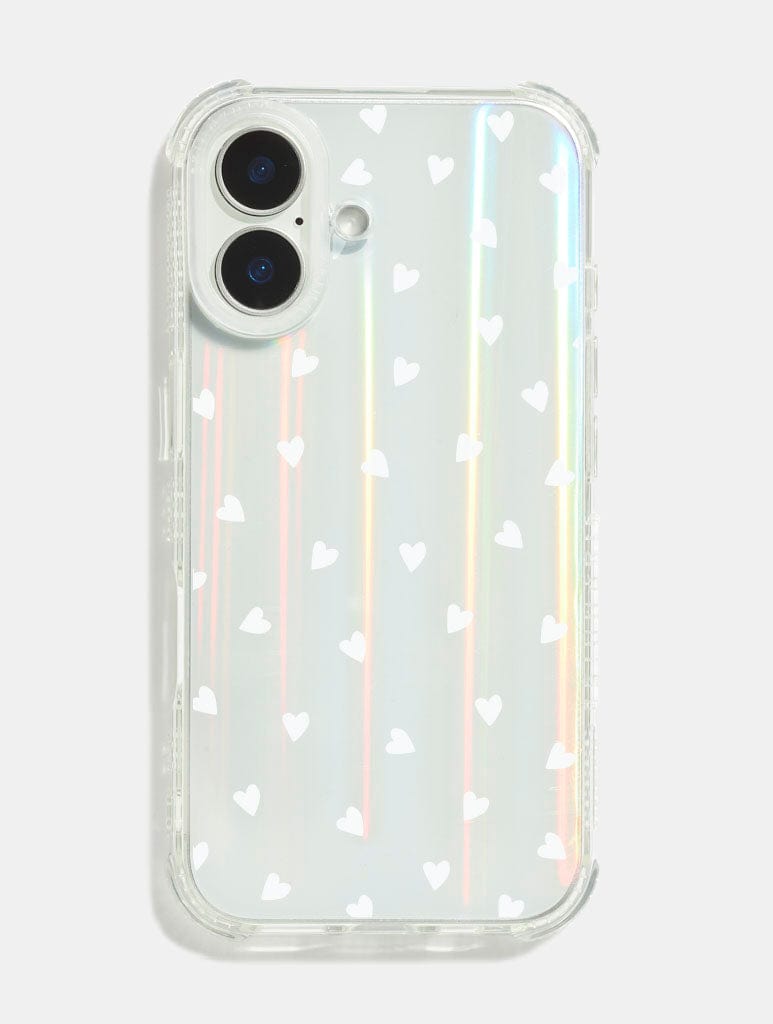 White Ditsy Hearts Holo Shock iPhone Case Phone Cases Skinnydip London