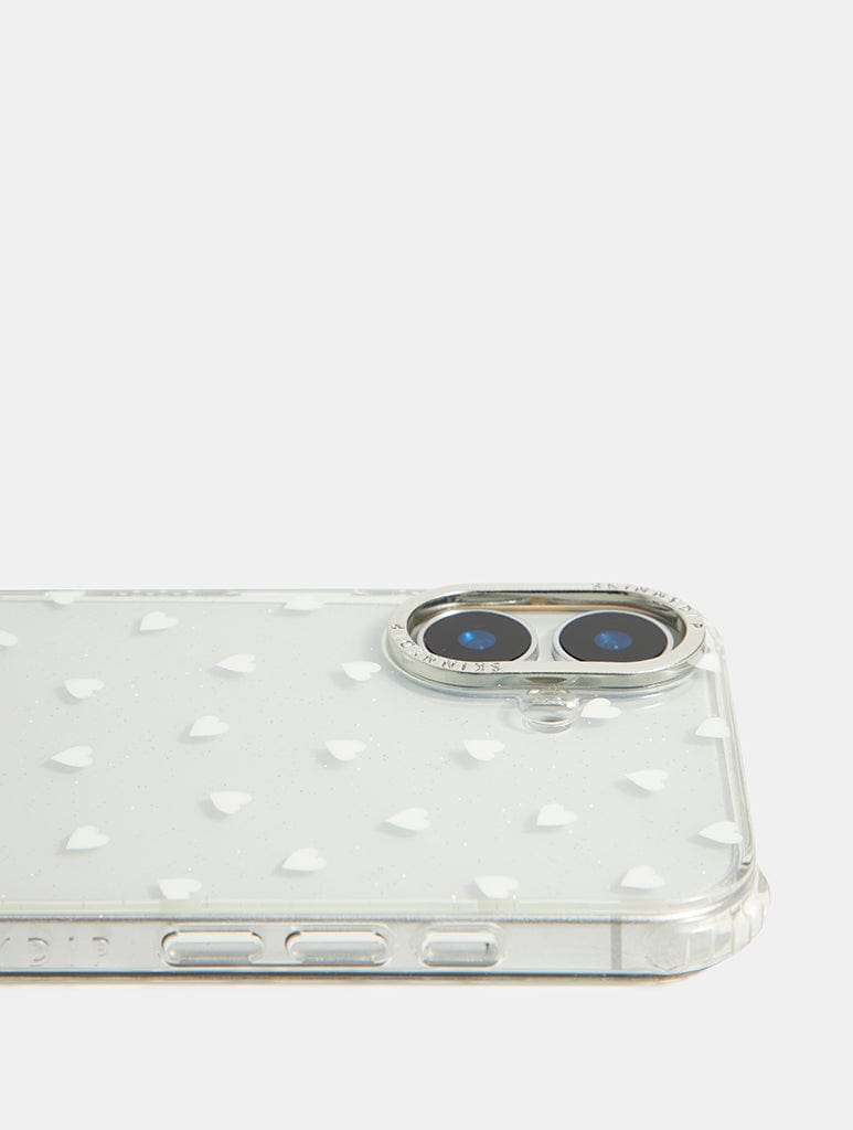 White Ditsy Hearts Shock iPhone Case Phone Cases Skinnydip London