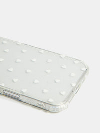 White Ditsy Hearts Shock iPhone Case Phone Cases Skinnydip London