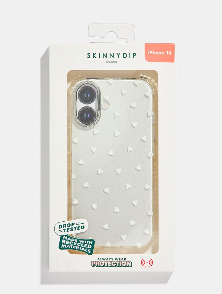 White Ditsy Hearts Shock iPhone Case Phone Cases Skinnydip London
