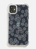 White Flower Outline Glitter Shock iPhone Case Phone Cases Skinnydip London