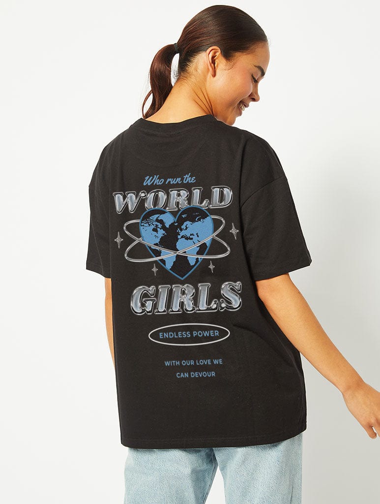 Who Run The World T-Shirt in Black Tops & T-Shirts Skinnydip London