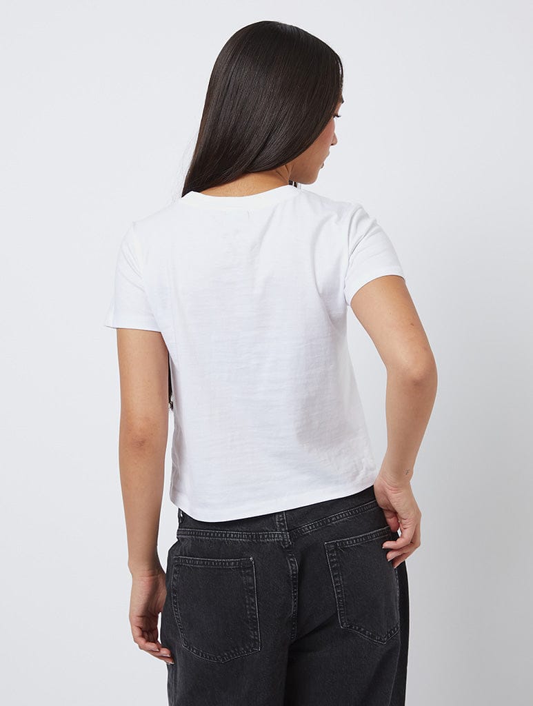 Wine And Dine Baby T-Shirt In White Tops & T-Shirts Skinnydip London