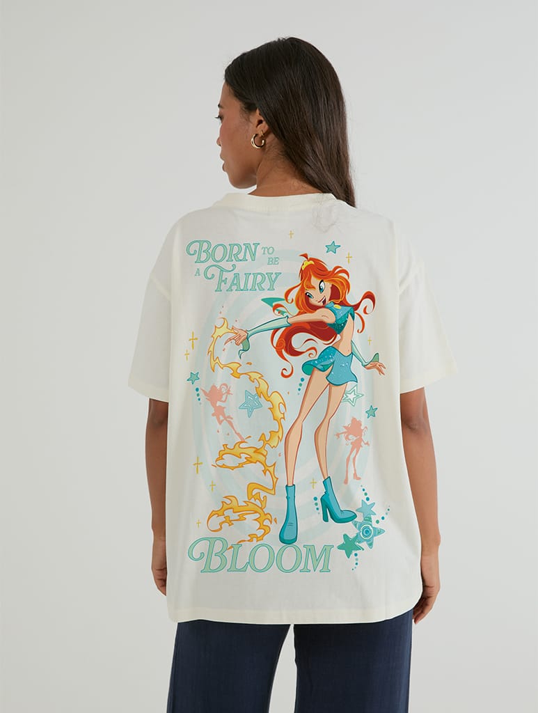 Winx Club x Skinnydip Bloom Born To Be A Fairy T-Shirt In White Tops & T-Shirts Skinnydip London
