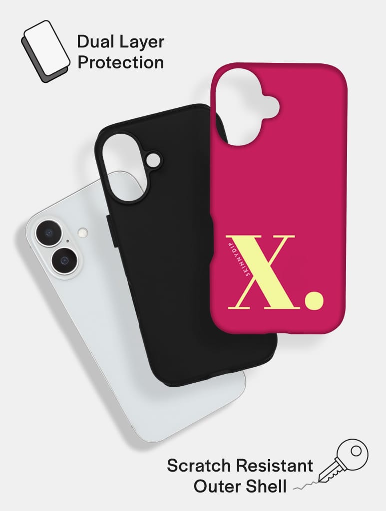 'X' Initial Burgundy Ultra Protective iPhone Case Phone Cases Skinnydip London