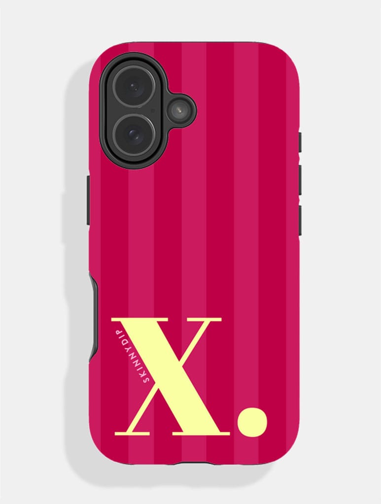 'X' Initial Patterned Burgundy Ultra Protective iPhone Case Phone Cases Skinnydip London